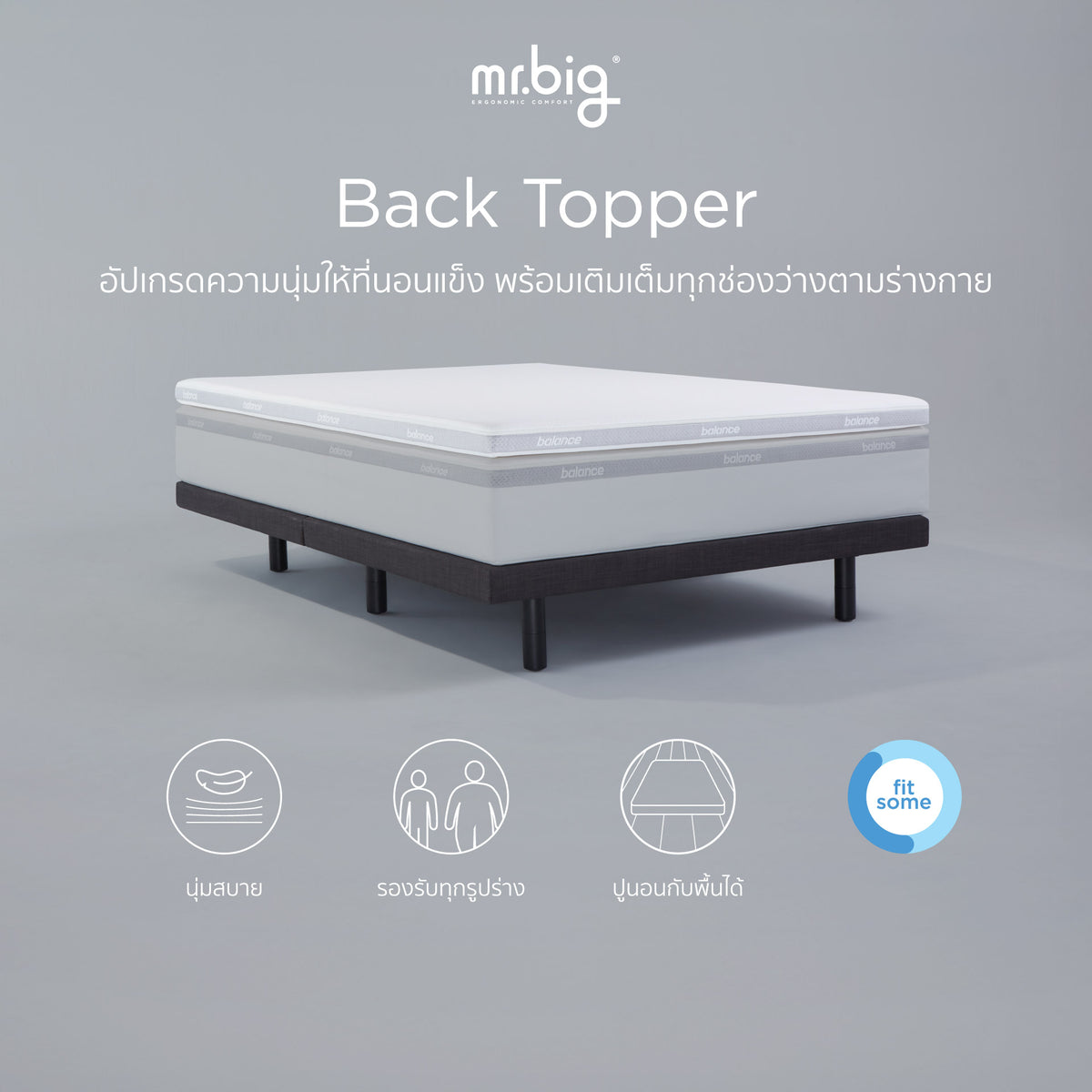Back Topper 7.5 cm – Memory foam topper for more comfortable sleep – Mr.Big